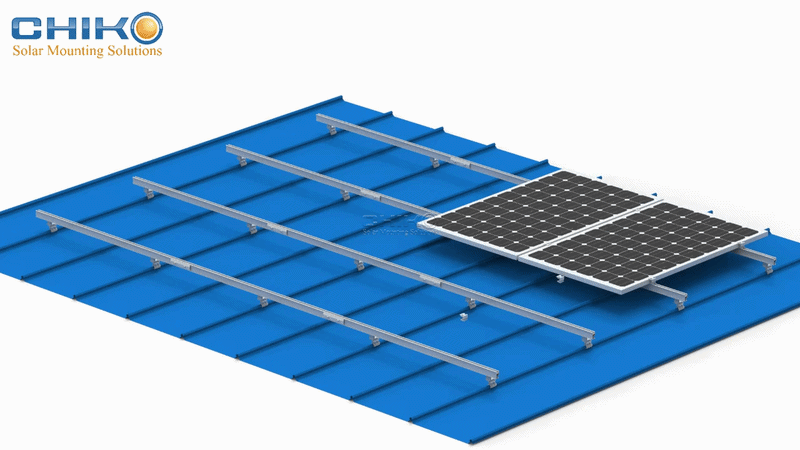 Engineered for Reliability and Structural Integrity: CHIKO Metal Roof Solar Mounting Solutions with L-Feet and Clamps